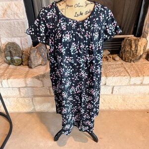 Aria Black Floral Pajama Gown